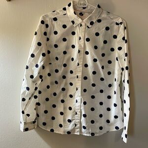 Boden Blue and White Polka Dot Shirt